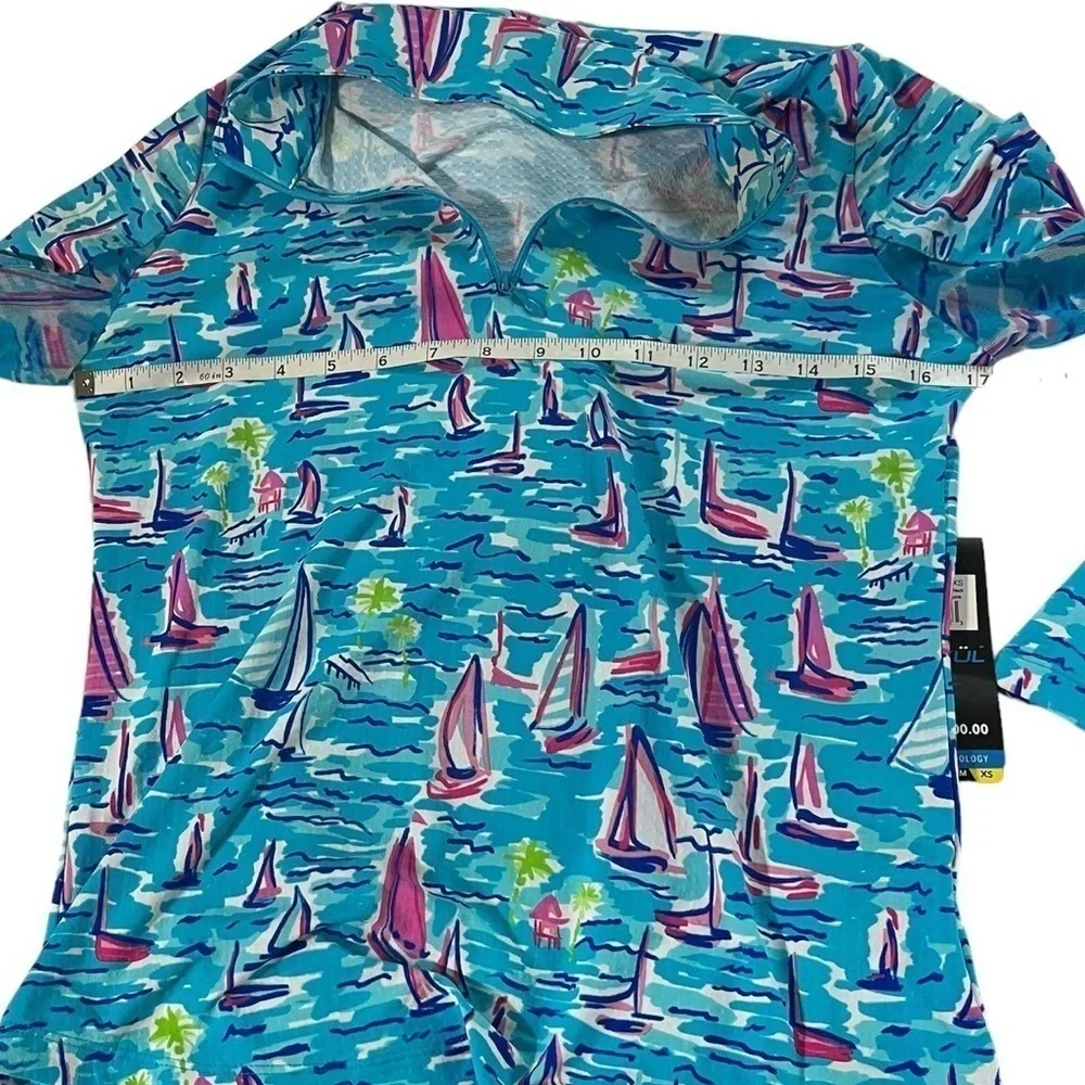 IBKUL Long Sleeve Sailboat Zip Mock Neck Top, Size XS - Picture 4 of 10